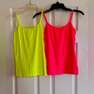 Zenana  Women's LOT of 2  Cami-tank Neon Tops Size :OS Fits All.Pink and Yellow